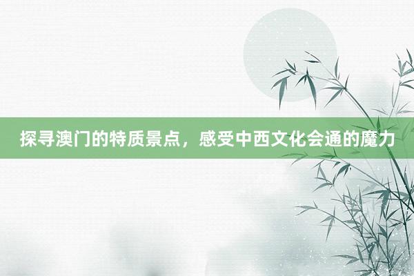 探寻澳门的特质景点，感受中西文化会通的魔力